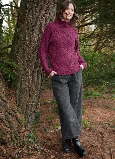 Ava Aran Funnel Neck Sweater